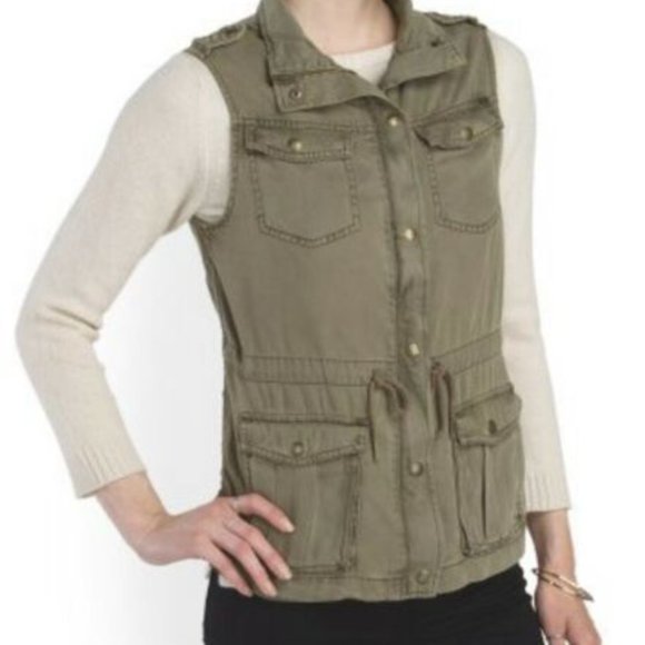 Max Jeans Olive Green Urban Utility Sleeveless Vest Size S - Picture 10 of 12